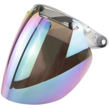 Visière de casque à visage ouvert pour casque de moto, lentille à bulles, pare-vent à bulles à 3 boutons-pression