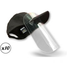 Visière de protection faciale -Ecran plexiglas amovible épais rigide transparent – Option casquette - Quantité x10 - Casquette + Visière