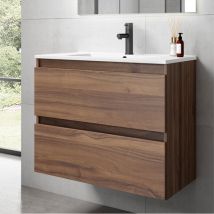 Visobath - box Mueble de Baño con Lavabo Suspendido 2 Cajones Valenti - Medida: 80 cm - Medida: 80 cm - ref: 088361