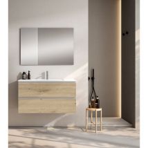 Visobath - granada Conjunto Completo Mueble de Baño Suspendido 2 Cajones Color Roble Costa Tirador Aluminio - Medida: 60 cm - Medida: 60 cm - ref: