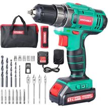 Hychika - Visseuse Devisseuse Sans Fil 12V Perceuse Visseuse Sans Fil 30N.m couple Max, 6x Forêt Hélicoïdaux, 6x Embouts de Vis, 5x Clés à douille,