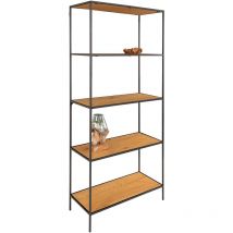 Vita Regal breit mit 3 Regalen, schwarz, Eichendekor.