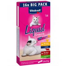Liquid Snack pour Chats, friandises en Multipack, Texture crémeuse avec du bœuf salé et du Poulet digeste, 1 Paquet (16 x 15 g) (4008239585547)
