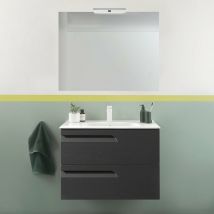 Mobiliario Royo - royo vitale Conjunto Mueble de Baño Completo Fondo Reducido 2 Cajones Gris Nature - Medida: 80 cms - Medida: 80 cms - ref: C0072355