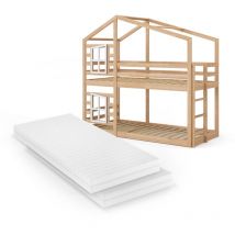 Letto a castello Maja, Marrone, 90x200 cm con 2 materassi Vitalispa