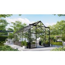 Vitavia - Gewächshaus 'Cassandra 11500', schwarz, 11,5 m², mit Sockelmauer in basalt, 3 mm esg