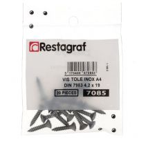 Viti a lamiera, testa in acciaio inox A4 svasata, bombata, 4,2 mm x 19 mm, din 7983, lotto di 20