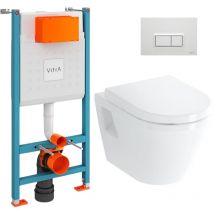 Vitra - Bastidor V-Fix Core pack + inodoro Integra + asiento Duroplast + Placa, Blanco Brillo (V-FixIntegraClassic-1)