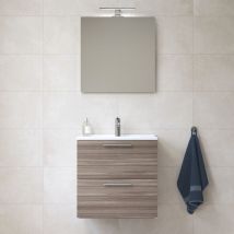 Vitra - Mia Bathroom Unit, Mirror, Washbasin, and led Lighting, 59 x 61 x 39.5 cm - Cordoba Brown (MIASET60C)