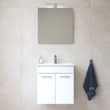 Mia Mobile 59x61x39,5 cm per bagno con specchio, lavabo e illuminazione a led, Bianco Lucido (MIASET60B) - Vitra