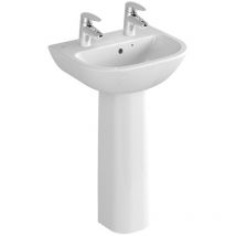 Vitra - S20 Wash Basin and Full Pedestal 550mm Wide 2 Tap Hole