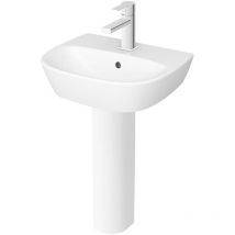 Vitra - Zentrum Cloakroom Basin with Full Pedestal 450mm Wide - 1 Tap Hole