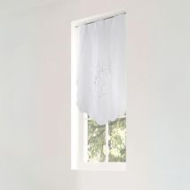 Petit voilage Festonné et Brodé 'Rose' Blanc 60x200cm