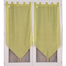 Paire de petits voilages anis en pointe avec pompon Vert clair 2x60x160 cm