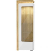Vente-unique - Vitrina 1 puerta apertura a la izquierda con led Teo Blanco y Madera