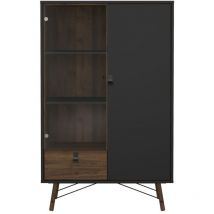 Vente-unique - Vitrina 2 puertas (1 acristalada) y 1 cajón H161,8 cm - joyce