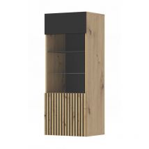 Bim Furniture - Vitrina auris 1D Armario de pared roble artesanal / negro mate
