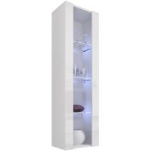 Lettiemobili - Vitrina colgante con led Armario Mueble de Salón Vitrina de pared 1 puerta 4 compartimentos 40x170x29cm Modelo Nora V5 Blanco
