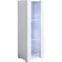 Muebles Bonitos - Vitrina con Patas 2cm Armario Mueble de Salón Vitrina de pared led 1 puerta 40x128x29cm Modelo Luke V2 Blanco brillo