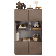 Meublorama - Vitrina de diseño con 2 puertas, colección domi, gris antracita/roble oscuro