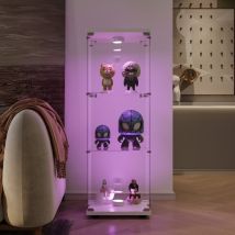 Vitrina De Vidrio De Triple Capa 125x43x37 Cm - Iluminación Led Conmutada, Con Cerradura, En Vidrio Templado, Adecuada Para Salón, Dormitorio, Oficina