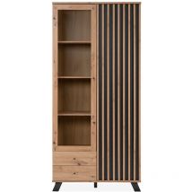 Finori - Vitrina 2 Puertas y 2 Cajones Decoración Roble L92 cm - Lublin