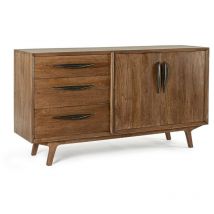 Hellin - Aparador 2 puertas - 3 cajones marrones en madera de estilo vintage