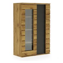 Vitrine 1 + 1 portes Miro bois foncé / anthracite