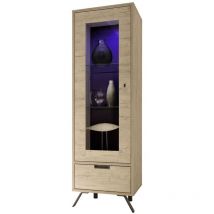 Vitrine 1 porte en verre avec 1 tiroir sans éclairage H177 cm - Palma - Calicosy