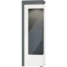 Vitrine 1 porte ouverture gauche led inclus Teo Blanc et Gris
