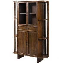 Vitrine 120x40x178 en bois d'Acacia naturel laqué madrid 50
