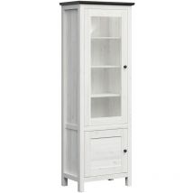 Vitrine 2 portes avec led Duck Blanc et Bois foncé