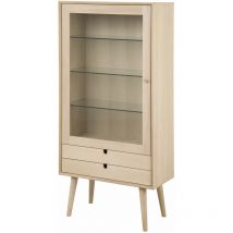 Toilinux - Vitrine 3 étagères Diner en panneau de particules et verre avec 2 tiroirs