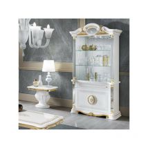 Vitrine 4 portes battantes Blanc/Or à Led - adele - l 105 x l 48 x h 213 cm