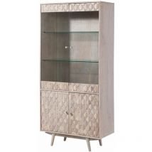 Vitrine Akazie 90x42x190 weiß lackiert mosayk 214