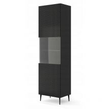 Vitrine avec étagères sur pied Noir mat 60x42x217 RAVI C DIAMANT Pied Cadré noir