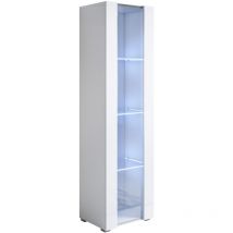 Lettiemobili - Vitrine avec pieds 2 cm avec led 1 porte Meuble de Rangement avec pieds 40 x 167 x 29cm 4 compartiments Modèle Luke V5 Blanc Finition