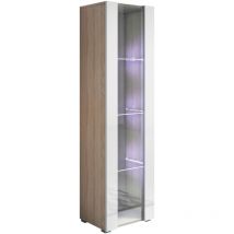 Lettiemobili - Vitrine avec pieds 2 cm avec led 1 porte Meuble de Rangement avec pieds 40 x 167 x 29cm 4 compartiments Modèle Luke V5 Sonoma mat et