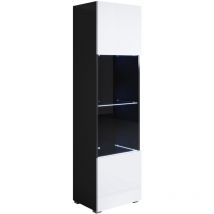 Muebles Bonitos - Vitrine avec pieds 2 cm avec led 1 porte Meuble de Rangement avec pieds 40 x 167 x 29cm 4 compartiments Modèle Luke V6 Noir et