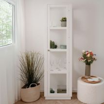 Toscohome - Vitrine avec trois étagères et porte en blanc 56,3x40x195H cm - Arwet
