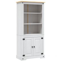 Vitrine, Bibliothèque, Armoire de rangement Placard Gamme Corona Pin mexicain Blanc 80x40x170 cm WFE886171 Maison Chic