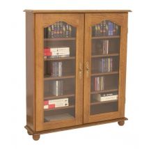 Vitrine Chêne 2 Portes Vitrées 5 Etagères l 92.4 h 105.8 p 21.5 cm - marron