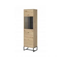 Vitrine Commode universel 53x39x197cm métal chêne artisanal avec tiroirs"AMBER AWT53"