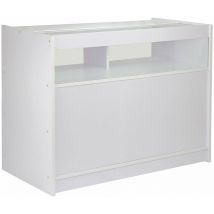 MonsterShop – Vitrine Comptoir Blanc B1200 pour Commerces, Comptoir d'Accueil ou Présentoir de Marchandises