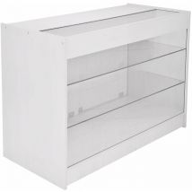 MonsterShop - Vitrine Comptoir de Présentation Verrouillable Blanc K1200 à Etagères en Verre pour Boutiques et Magasins