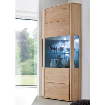 Vitrine d'angle / vaisselier en chêne blanchi huilé - Longueur 69 x Hauteur 209 x Profondeur 69 cm Pegane
