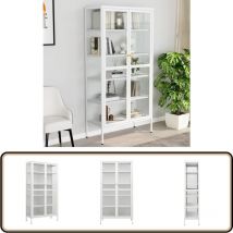 Vitrine d'exposition Blanc 90x40x180 cm Acier et verre trempé - Vitrine Exposition - Meuble Rangement - Armoire Blanche - Mobilier Intérieur - Buffet
