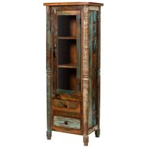 Vitrine en Bois de récupération 55x42x150 multicolore laqué fable 30