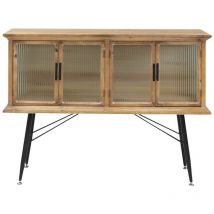Made In Meubles - Buffet vitrine en bois de sapin et verre strié 4 portes Nicole