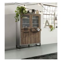 Vetrina Industry in finitura Cemento e Rovere invecchiato